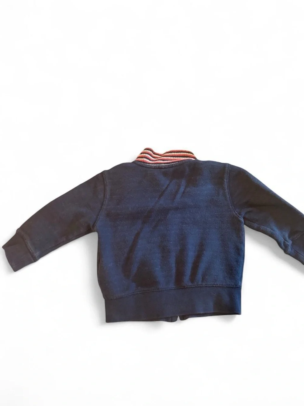 Navy Zip-Up Baby Gap Jacket with Striped Collar and 'G' Patch 12-18 months